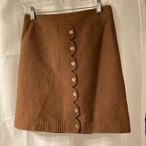 Mc Laughlin brown mini skirt with gold button trim